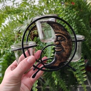 Crescent Moon Candle Holder with Glass Cups